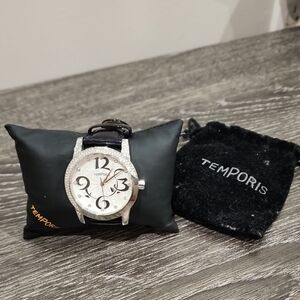 Vintage Temporis Large Diamante Stainless Steel Analog Watch